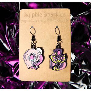 Hazbin Hotel Cherri Bomb x Sir Pentious Enamel Charm Earrings Cherrisnake